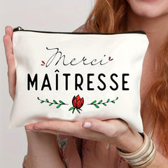 French Print Cosmetic Bag Travel Toiletry Bag Gift For Teacher