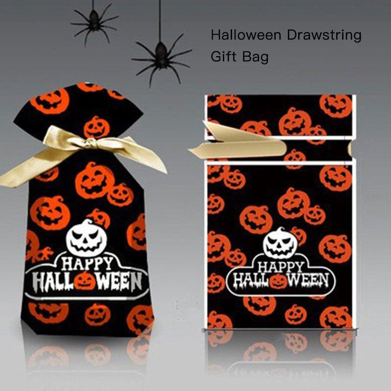 10 Pcs Halloween Drawstring Bags Candy & Cookies Storage Gift Organizers