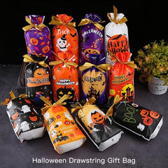 10 Pcs Halloween Drawstring Bags Candy & Cookies Storage Gift Organizers