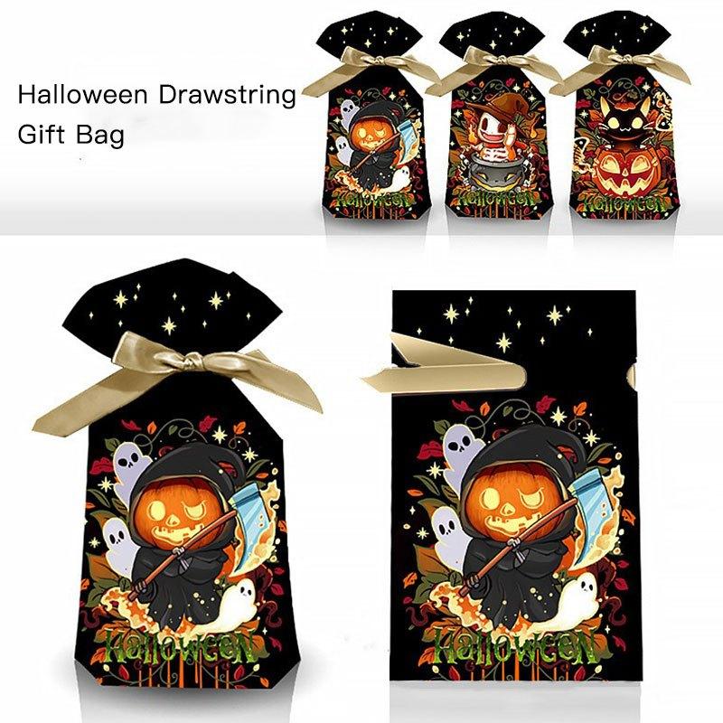10 Pcs Halloween Drawstring Bags Candy & Cookies Storage Gift Organizers