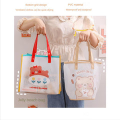Transparent Waterproof Toiletry Bag PVC Tote Shopping Bag