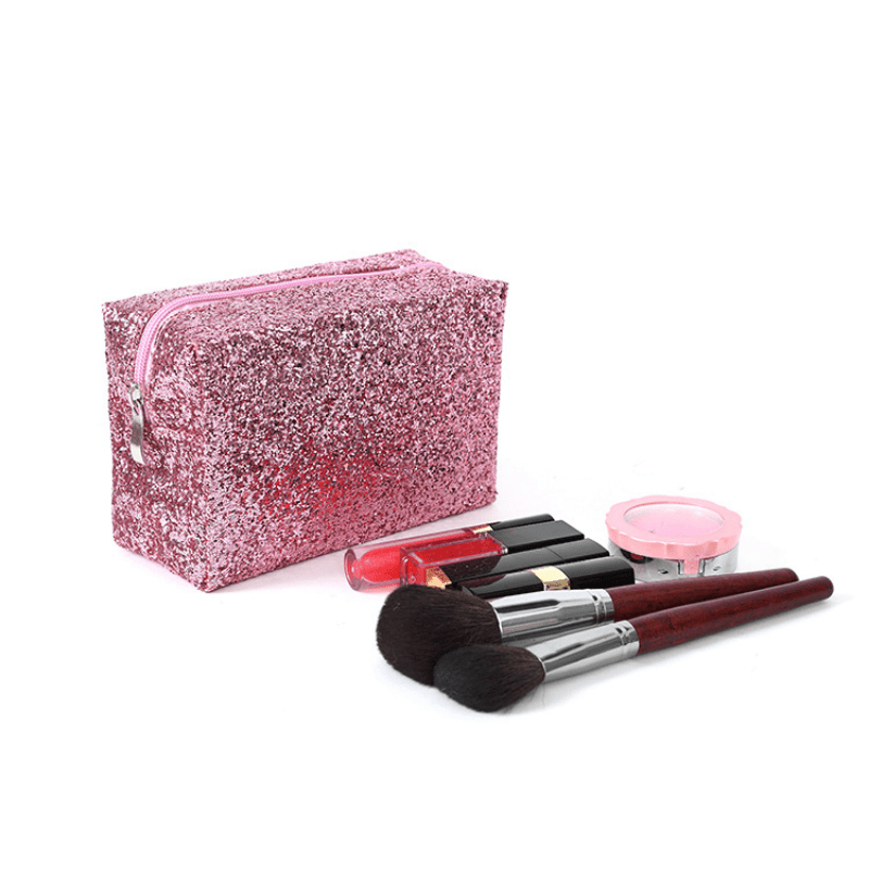 Sequin Square Cosmetics Bag Glitter Toiletry Clutch Travel Storage