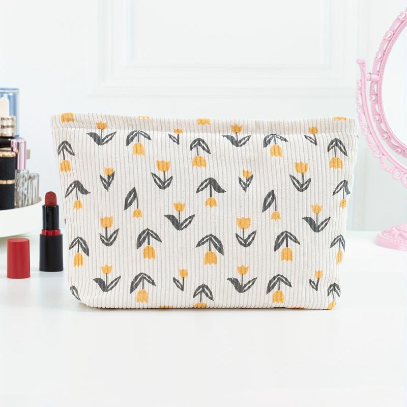 Small Flower Stripe Wash Bag Travel Storage Large Makeup Bag