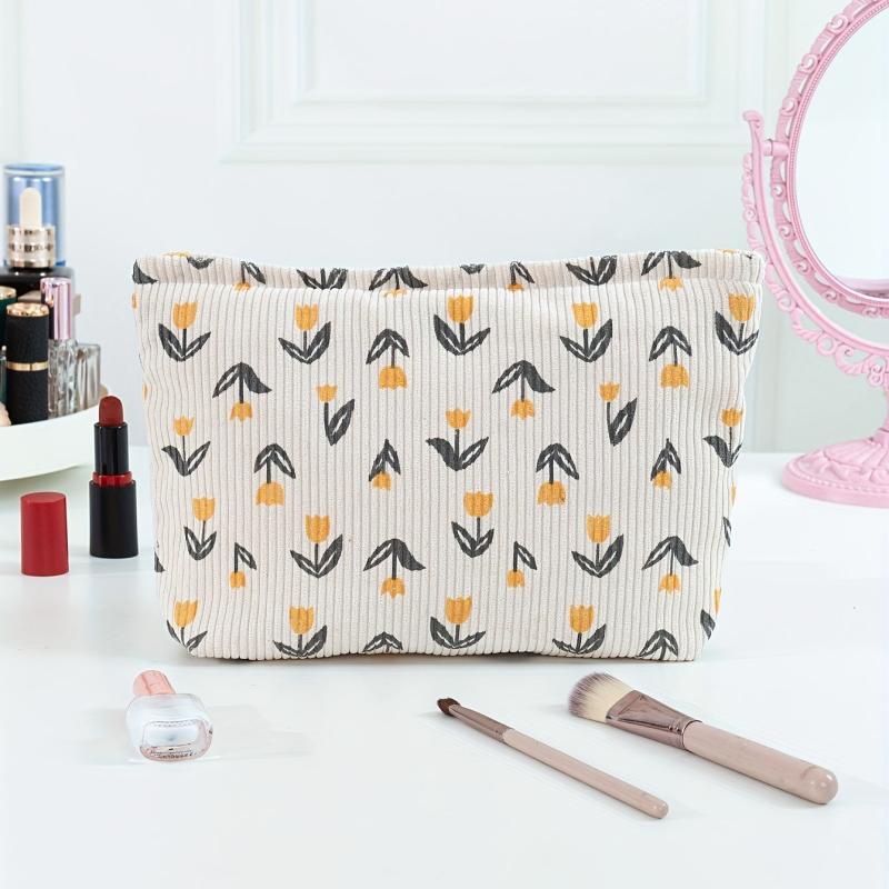 Small Flower Stripe Wash Bag Travel Storage Large Makeup Bag