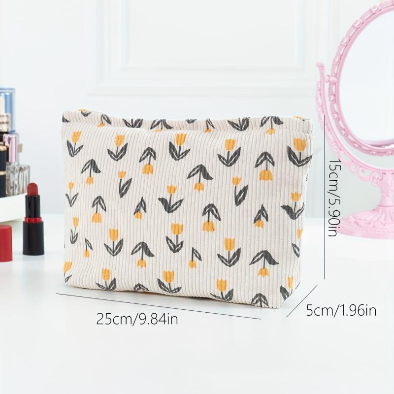 Small Flower Stripe Wash Bag Travel Storage Large Makeup Bag