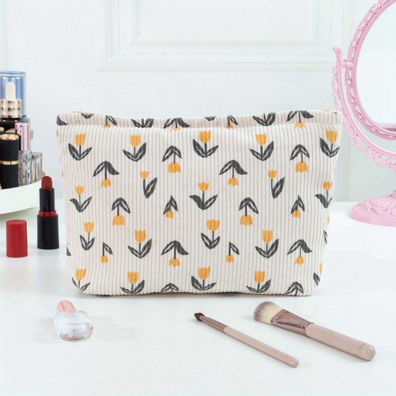 Small Flower Stripe Wash Bag Travel Storage Large Makeup Bag