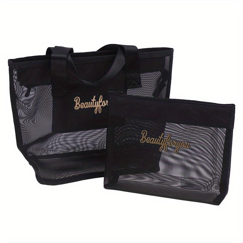 Large Capacity Mesh Toiletry Bag Portable Travel Cosmetic Storage Bag