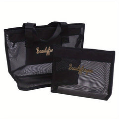 Large Capacity Mesh Toiletry Bag Portable Travel Cosmetic Storage Bag