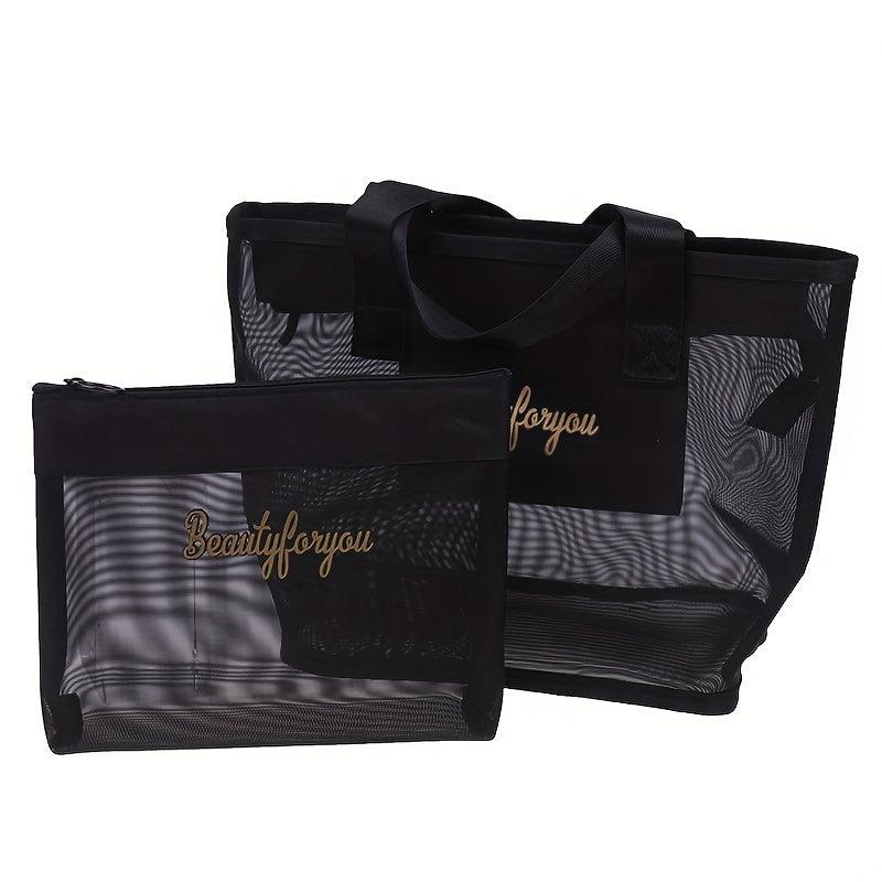 Large Capacity Mesh Toiletry Bag Portable Travel Cosmetic Storage Bag