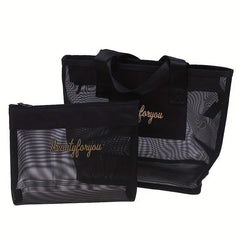 Large Capacity Mesh Toiletry Bag Portable Travel Cosmetic Storage Bag