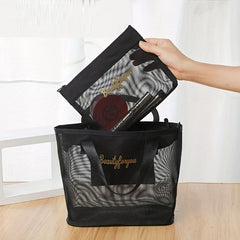 Large Capacity Mesh Toiletry Bag Portable Travel Cosmetic Storage Bag