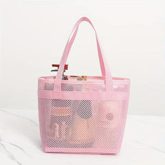 Portable Mesh Toiletry Bag Transparent Mesh Cosmetics Bag