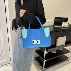 Large Capacity Pattern Felt Handbag Lunch Bag Creative Shopping Carrier