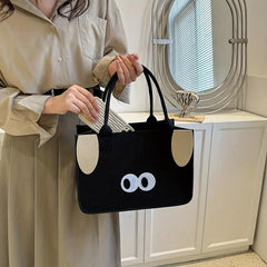 Large Capacity Pattern Felt Handbag Lunch Bag Creative Shopping Carrier