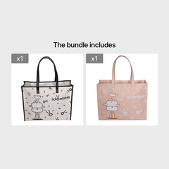 Cartoon Print PU Leather Tote Bag Top Handle Handbag