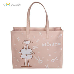 Cartoon Print PU Leather Tote Bag Top Handle Handbag