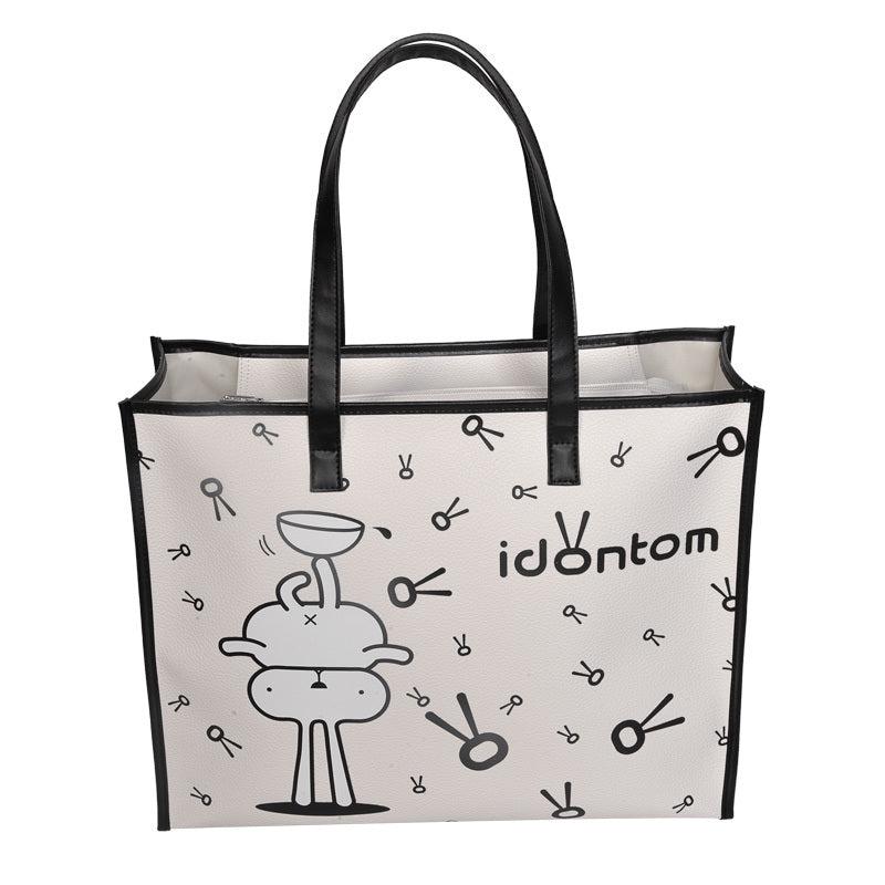 Cartoon Print PU Leather Tote Bag Top Handle Handbag