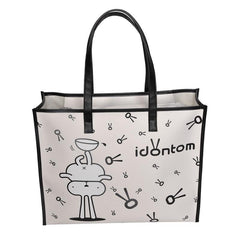 Cartoon Print PU Leather Tote Bag Top Handle Handbag