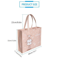 Cartoon Print PU Leather Tote Bag Top Handle Handbag