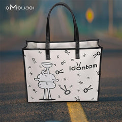 Cartoon Print PU Leather Tote Bag Top Handle Handbag
