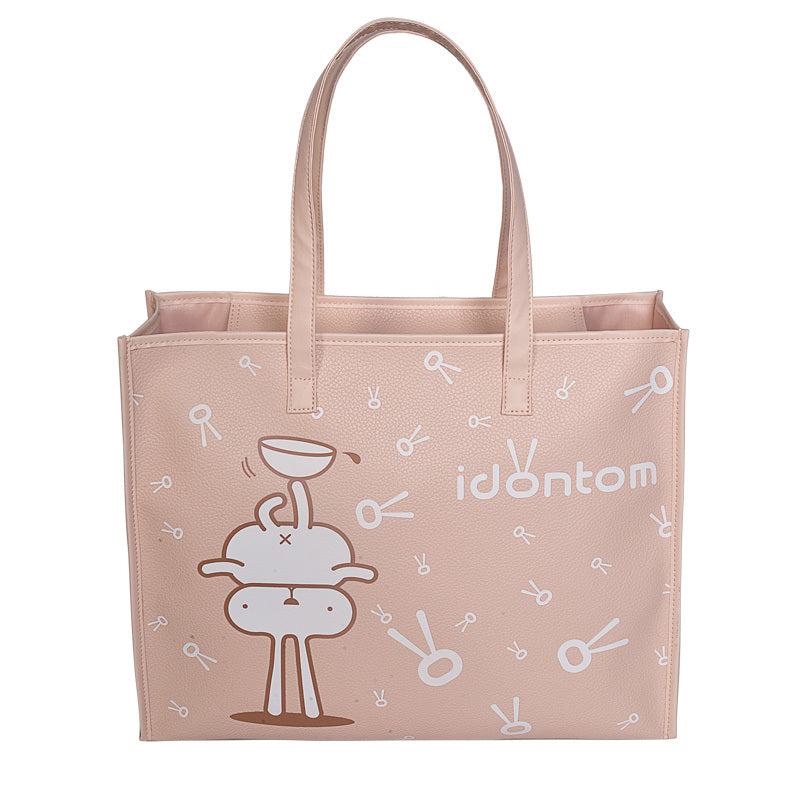 Cartoon Print PU Leather Tote Bag Top Handle Handbag