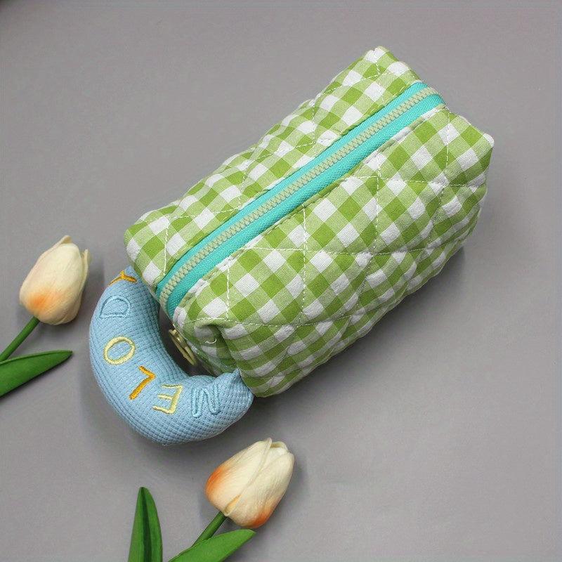 Plaid Pattern Cosmetic Bag for Travel Business Trip