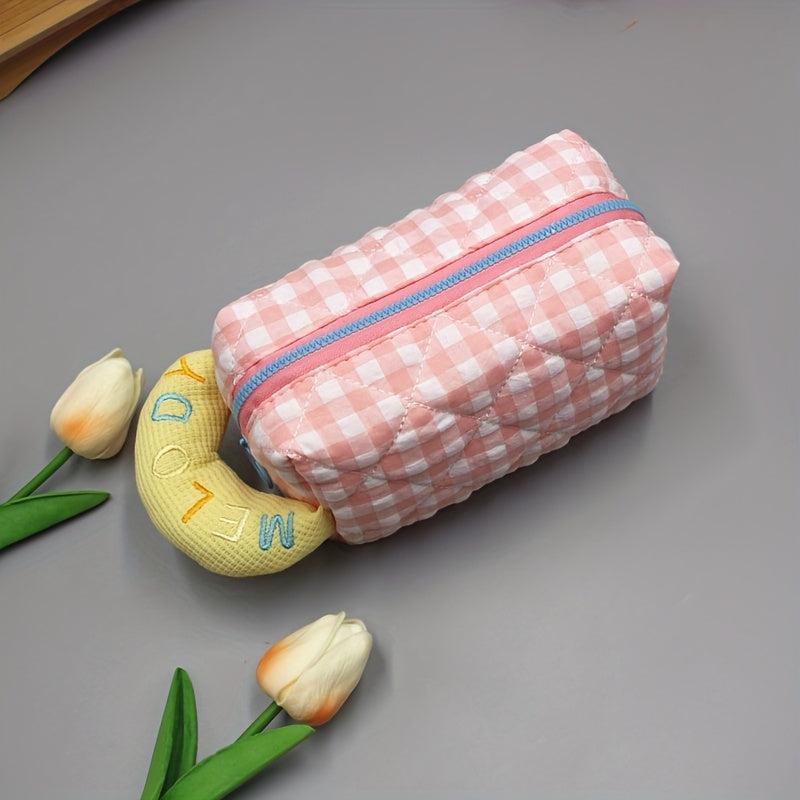 Plaid Pattern Cosmetic Bag for Travel Business Trip