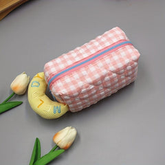 Plaid Pattern Cosmetic Bag for Travel Business Trip