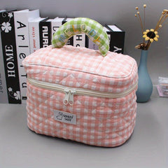 Plaid Pattern Cosmetic Bag for Travel Business Trip