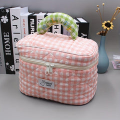 Plaid Pattern Cosmetic Bag for Travel Business Trip