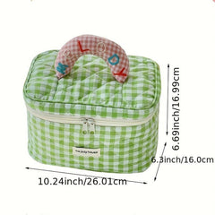 Plaid Pattern Cosmetic Bag for Travel Business Trip
