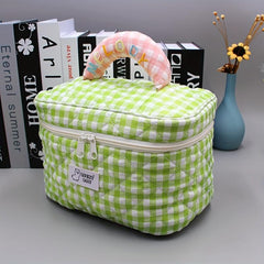 Plaid Pattern Cosmetic Bag for Travel Business Trip