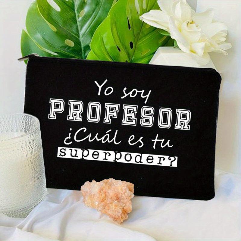 Spanish Print Cosmetics Bags Canvas Pencil Storage Pouch Travel Toiletry Bag