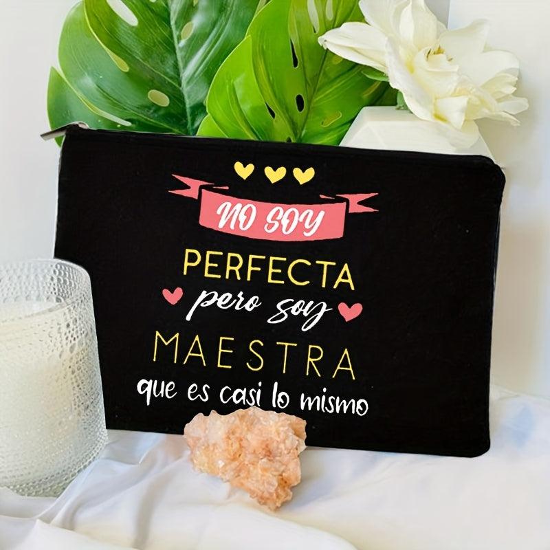 Spanish Print Cosmetics Bags Canvas Pencil Storage Pouch Travel Toiletry Bag