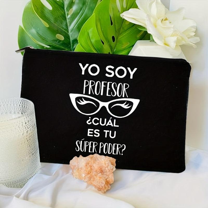 Spanish Print Cosmetics Bags Canvas Pencil Storage Pouch Travel Toiletry Bag