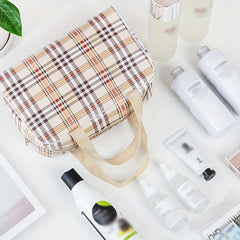 Bright Plaid Comestic Bag Toiletry Wash Hand held Bag