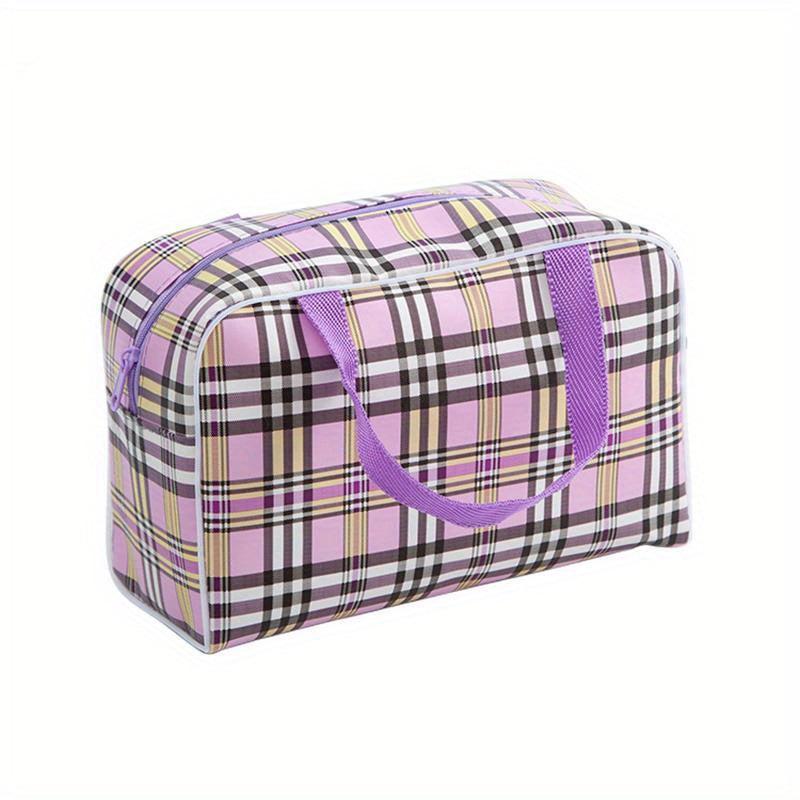 Bright Plaid Comestic Bag Toiletry Wash Hand held Bag