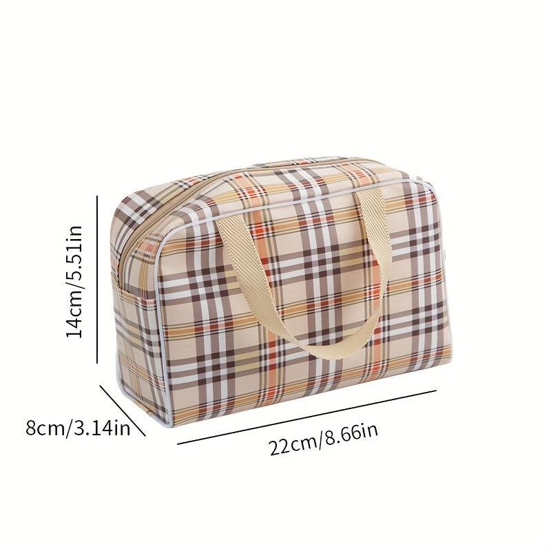 Bright Plaid Comestic Bag Toiletry Wash Hand held Bag