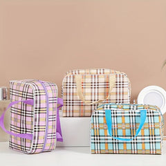 Bright Plaid Comestic Bag Toiletry Wash Hand held Bag