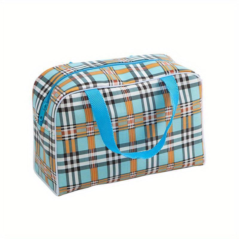 Bright Plaid Comestic Bag Toiletry Wash Hand held Bag