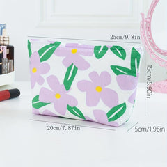 Purple Big Flower Washing Bag Large Capacity Cosmetic Bag