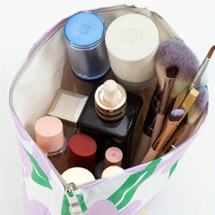 Purple Big Flower Washing Bag Large Capacity Cosmetic Bag
