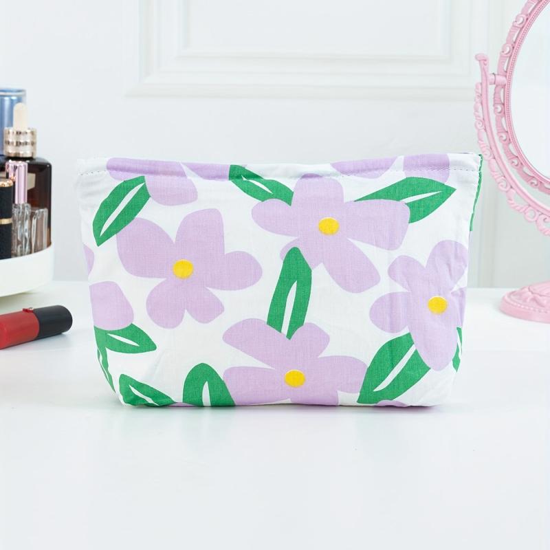 Purple Big Flower Washing Bag Large Capacity Cosmetic Bag
