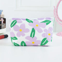 Purple Big Flower Washing Bag Large Capacity Cosmetic Bag