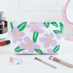 Purple Big Flower Washing Bag Large Capacity Cosmetic Bag
