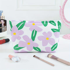 Purple Big Flower Washing Bag Large Capacity Cosmetic Bag