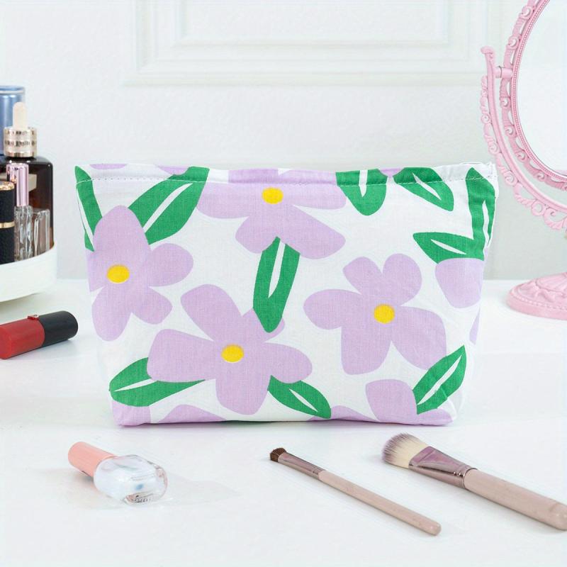 Purple Big Flower Washing Bag Large Capacity Cosmetic Bag