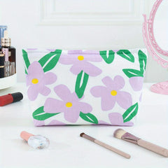 Purple Big Flower Washing Bag Large Capacity Cosmetic Bag