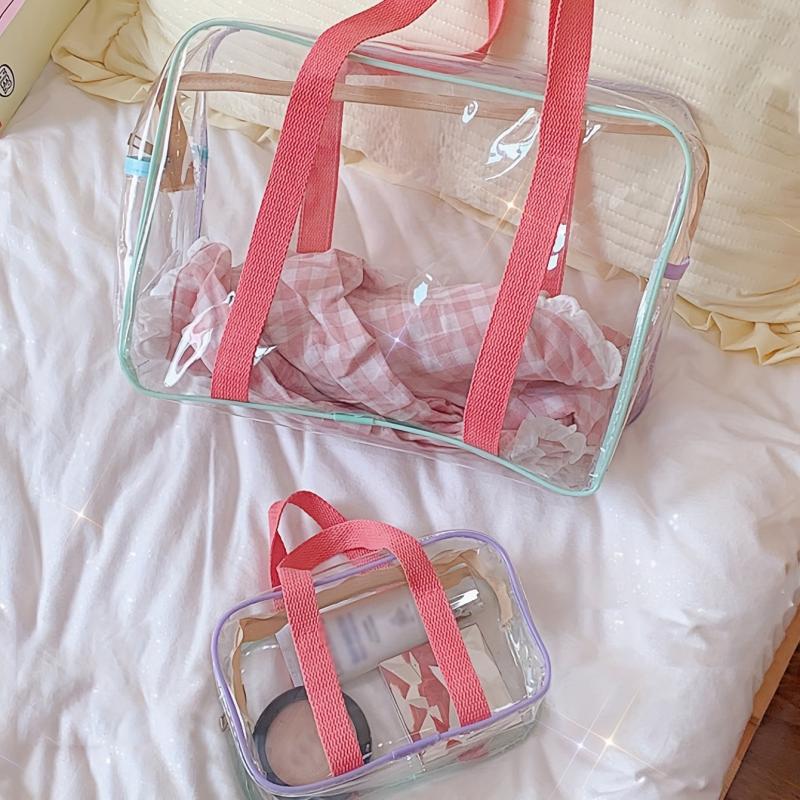 PU Leather Transparent Tote Bag Large Capacity Jelly Tote Bag