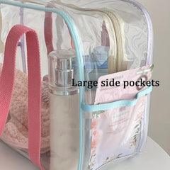 PU Leather Transparent Tote Bag Large Capacity Jelly Tote Bag